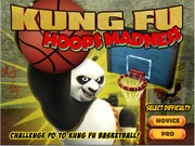 Кунг-фу панда бросает мяч в корзину